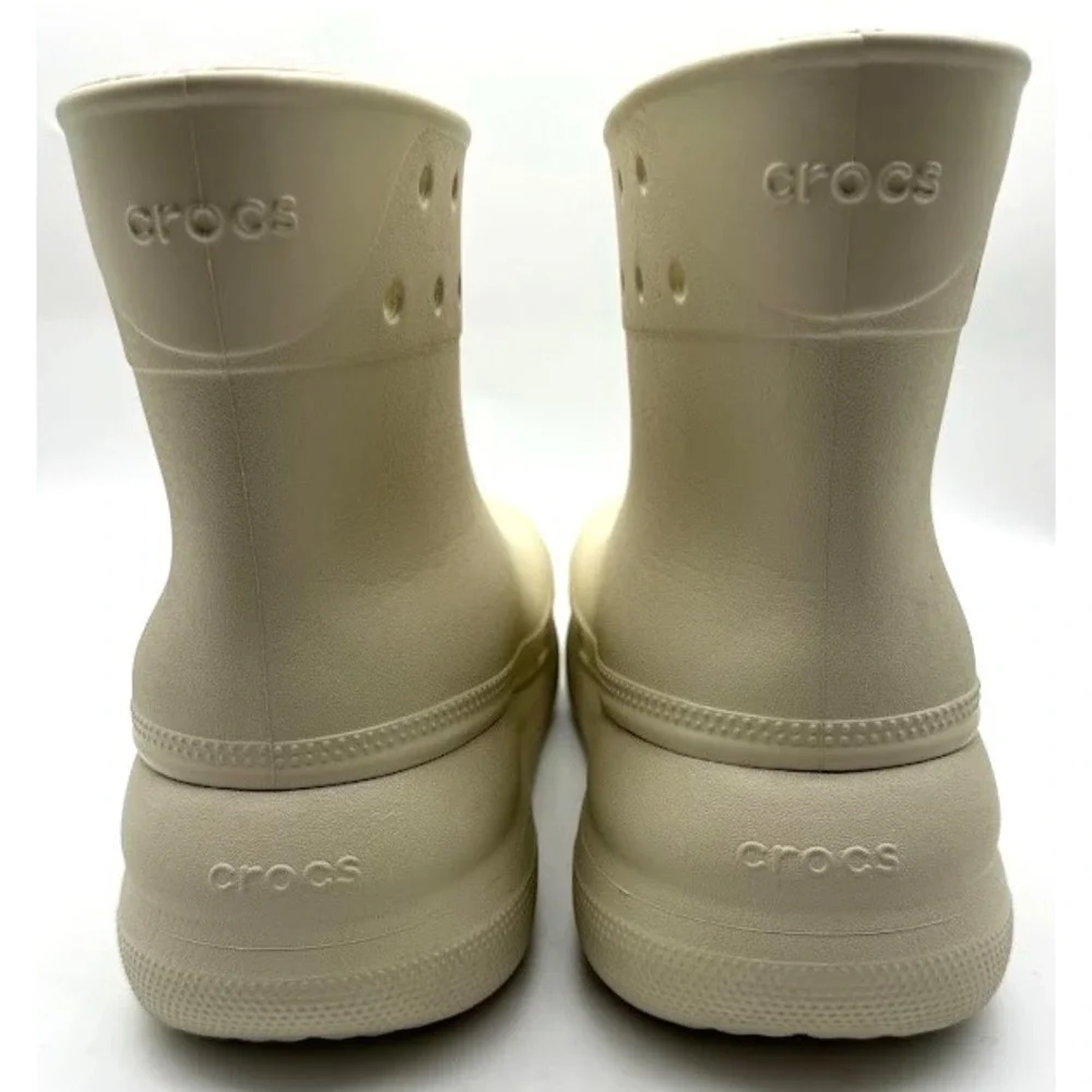 Crocs Crush Rain Boot Bone Women's M7 W9 Waterproof Platform Ankle Boots C21